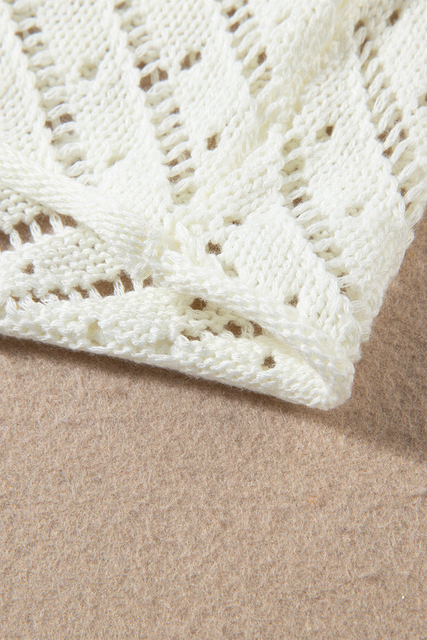 White Hollowed Crochet Cropped 2 Piece Beach Dress