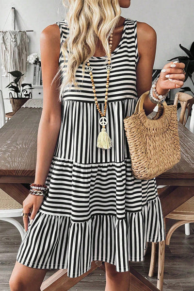 Black Stripe Sleeveless Dress