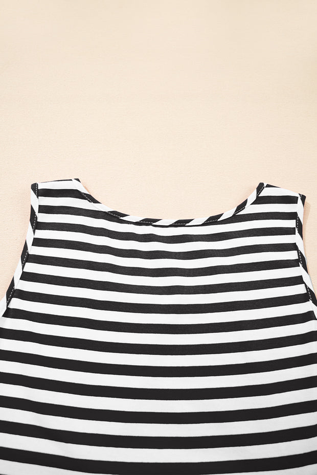 Black Stripe Sleeveless Dress