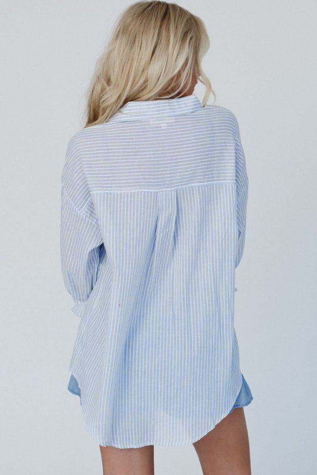 Striped Ruffled Button up