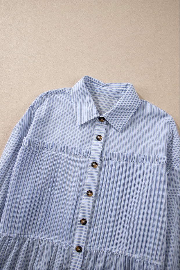 Striped Ruffled Button up