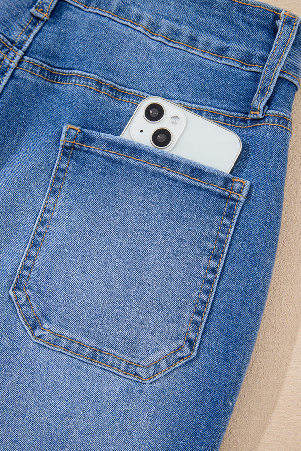 Cropped High Rise Wide Leg Jeans
