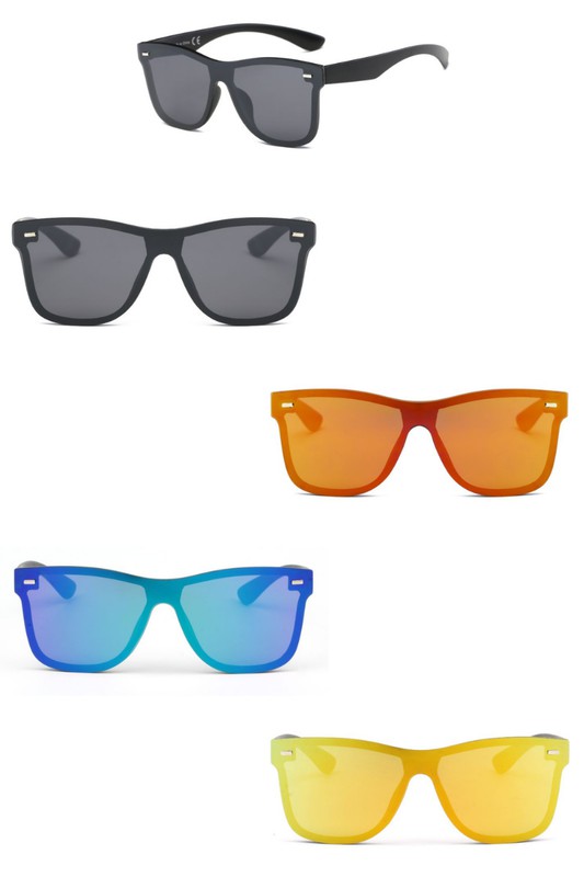 Flat Top Mirrored Rectangle Unisex Sunglasses