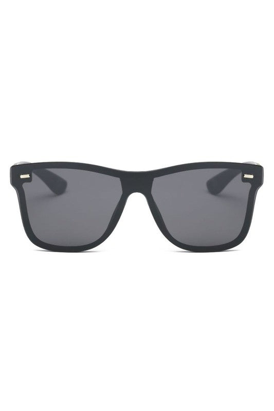 Flat Top Mirrored Rectangle Unisex Sunglasses