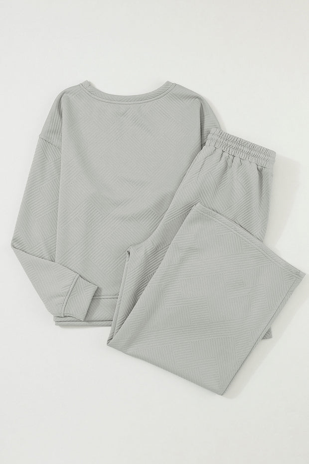 Gray Ultra Loose Textured 2pcs Slouchy Outfit