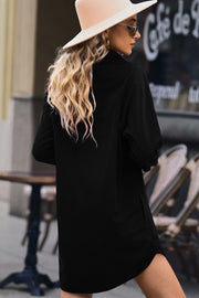 Black Corduroy Shift Mini Dress