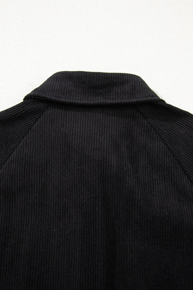 Black Corduroy Shift Mini Dress