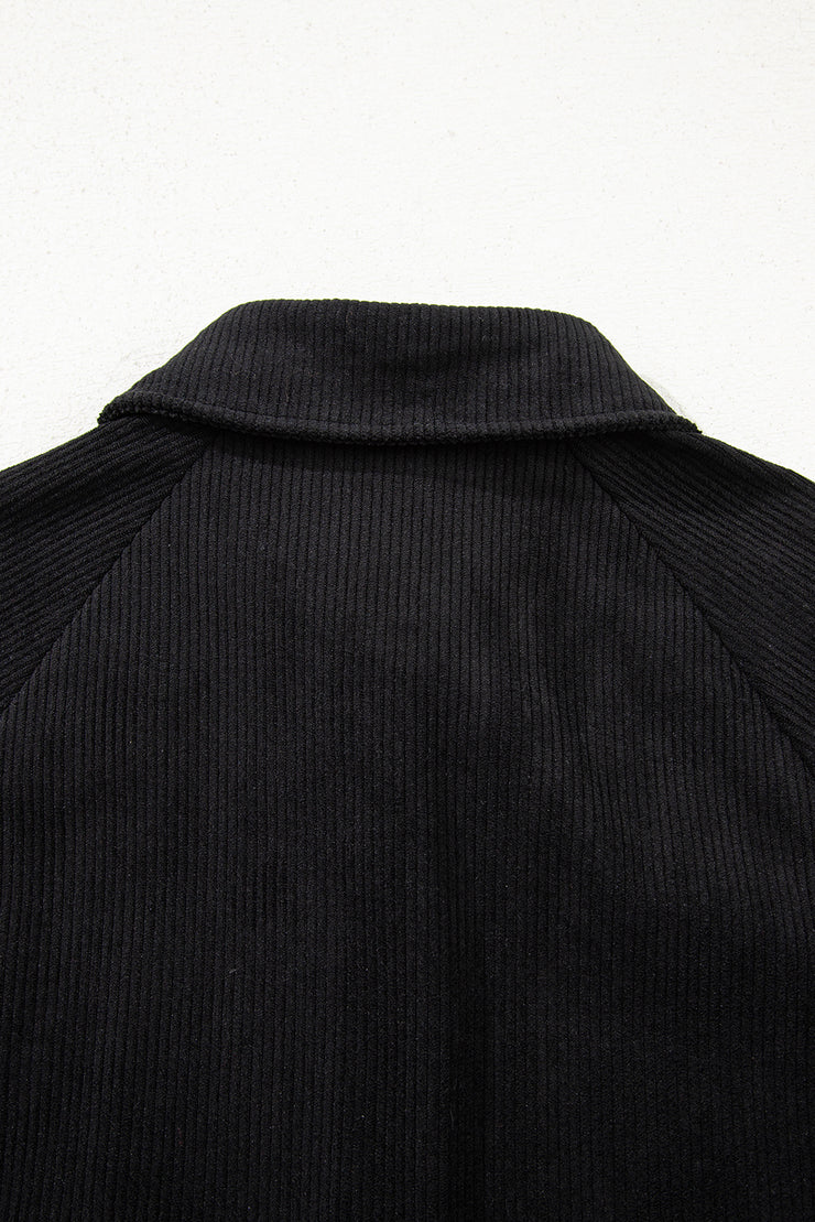 Black Corduroy Shift Mini Dress