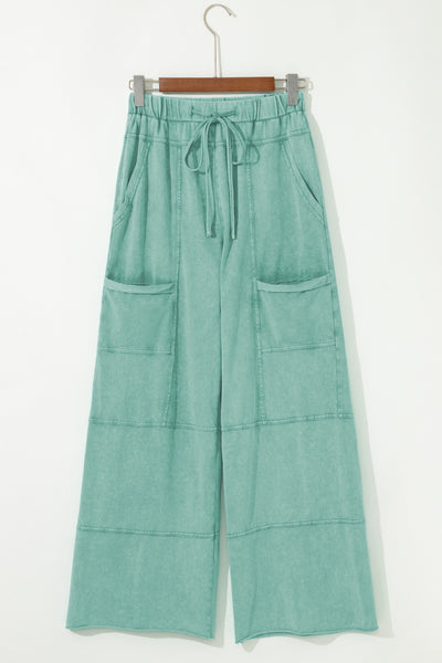 Mint Green Wide Leg Cargo Pants