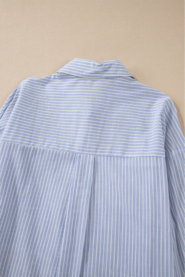 Striped Ruffled Button up