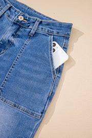 Cropped High Rise Wide Leg Jeans