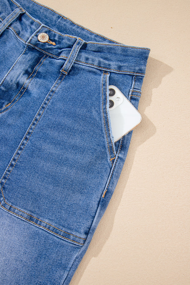 Cropped High Rise Wide Leg Jeans