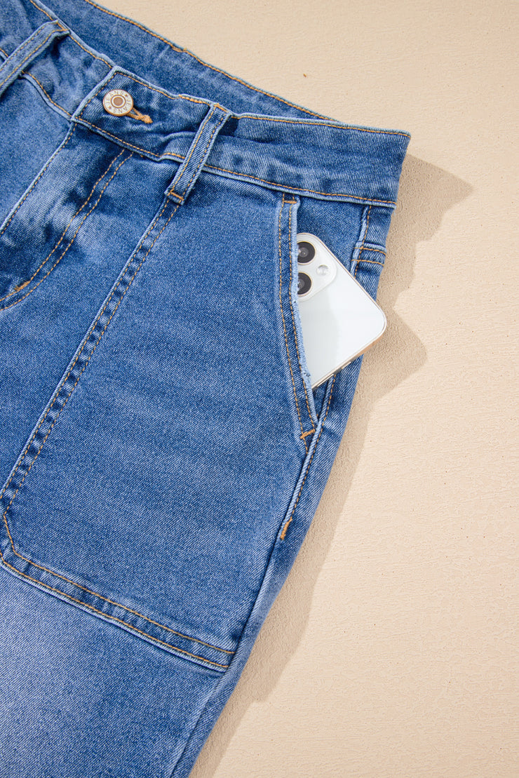 Cropped High Rise Wide Leg Jeans