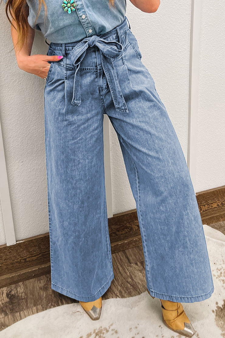 Western Bow Wide Leg Jeans
