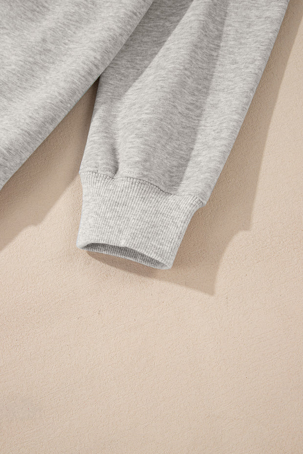 Light Grey Solid Pullover Sweatshirt and Shorts 2 Piece Set