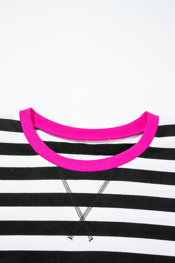 Black Stripe Pink Shorts Set