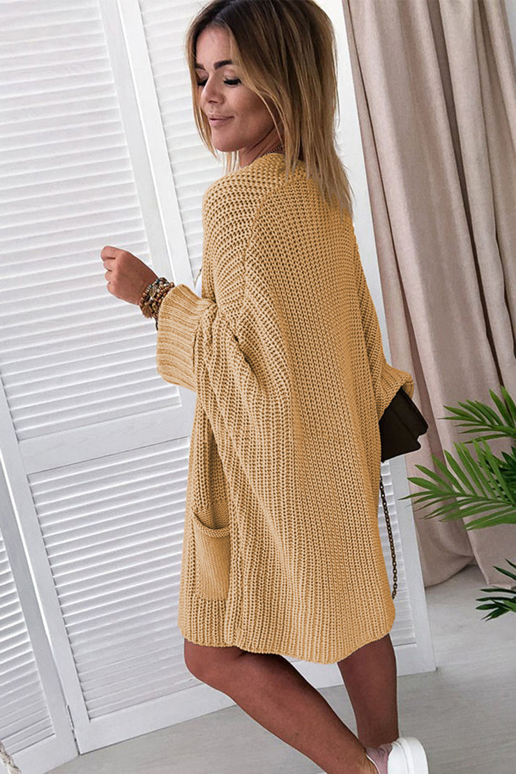 Apricot Oversized Fold Over Sleeve Open Front Sweater