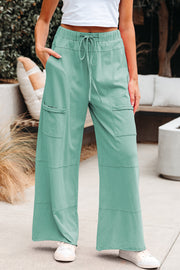 Mint Green Wide Leg Cargo Pants