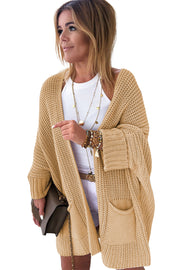 Apricot Oversized Fold Over Sleeve Open Front Sweater