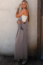 Philippine Gray Corded Adjustable Straps Wide Leg Loose Overall