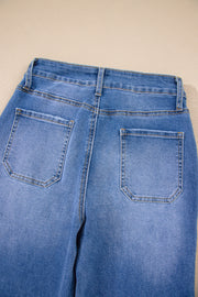 Cropped High Rise Wide Leg Jeans