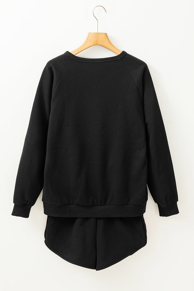 Black Pullover and Shorts Set