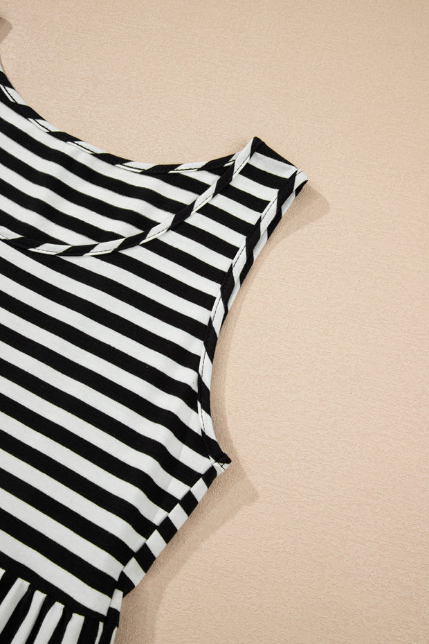 Black Stripe Sleeveless Dress