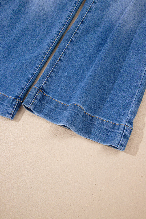 Cropped High Rise Wide Leg Jeans