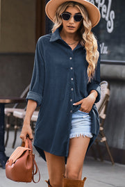 Blue Corduroy Shift Mini Dress