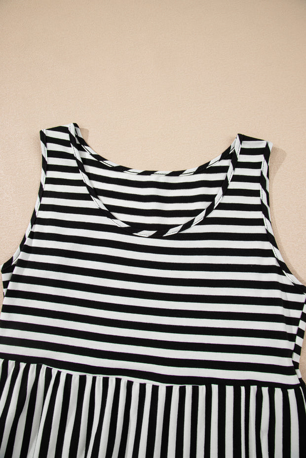 Black Stripe Sleeveless Dress