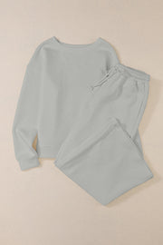 Gray Ultra Loose Textured 2pcs Slouchy Outfit