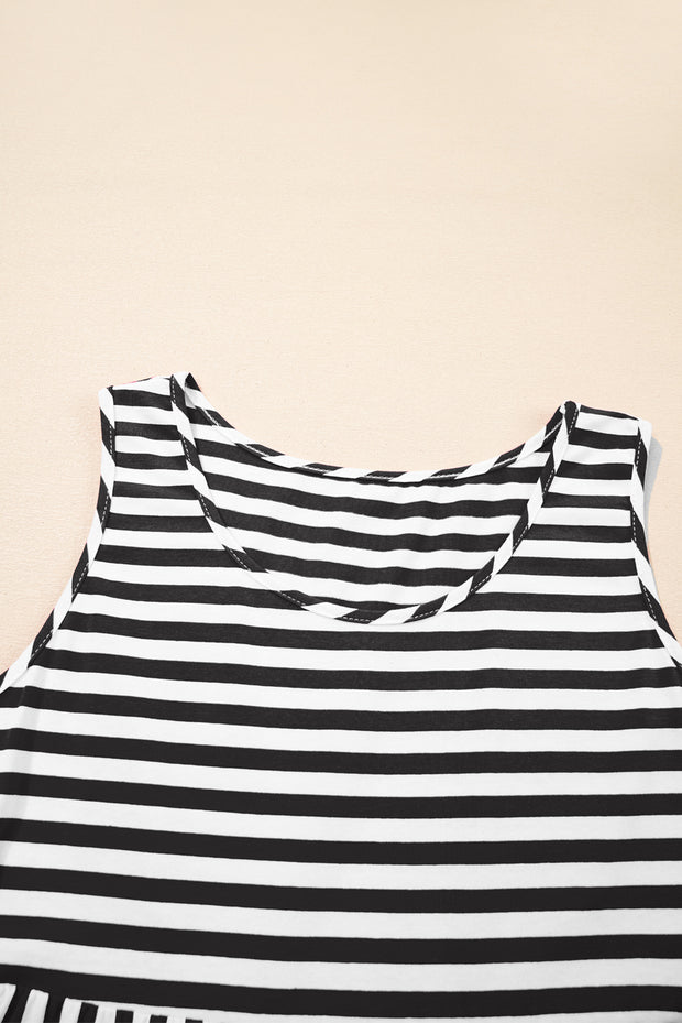 Black Stripe Sleeveless Dress