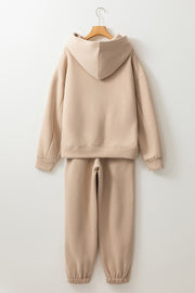 Pale Khaki Chunky Two-piece Hooded Sweatsuit