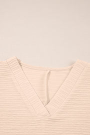 Textured V Neck Lounge Set