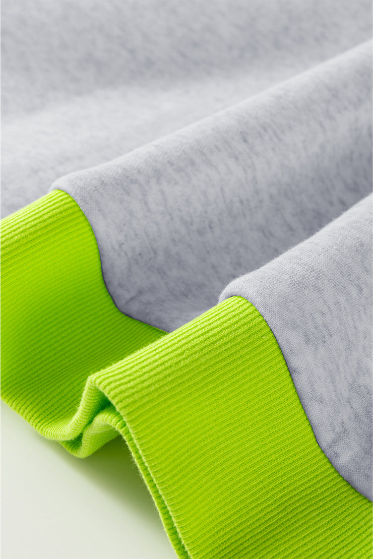 Light Grey Puff Sleeve Loose Sweatshirt