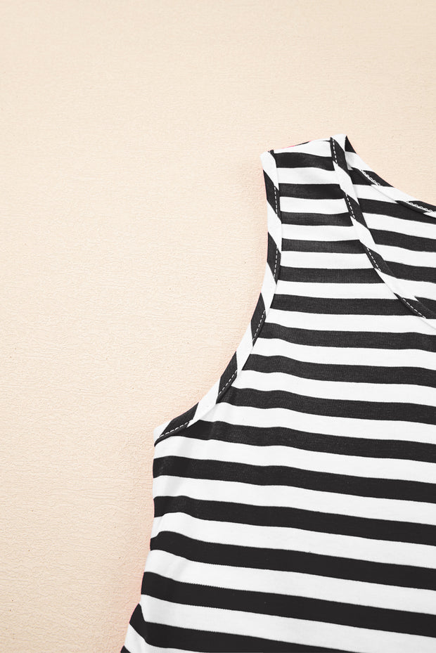 Black Stripe Sleeveless Dress
