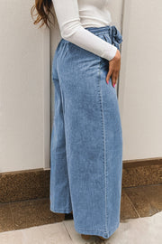 Western Bow Wide Leg Jeans