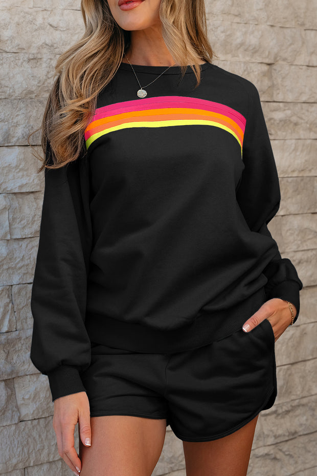 Black Pullover and Shorts Set