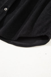 Black Corduroy Shift Mini Dress