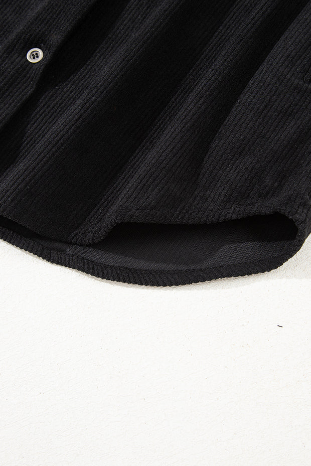 Black Corduroy Shift Mini Dress