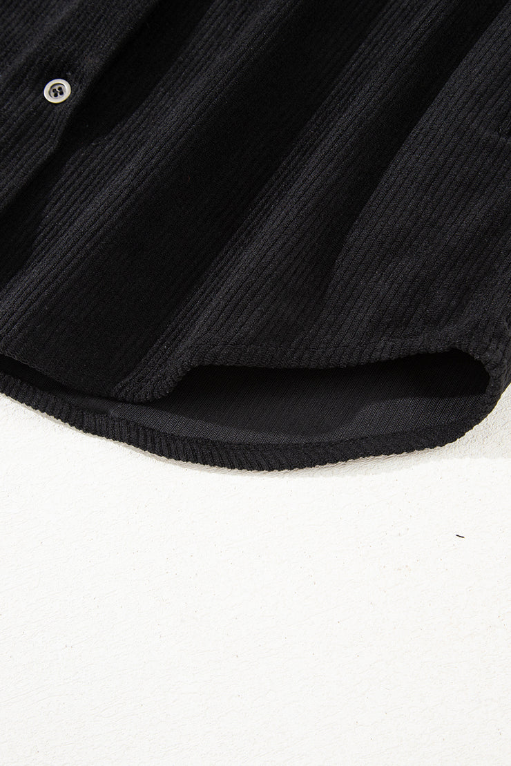 Black Corduroy Shift Mini Dress