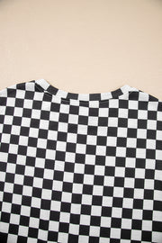 Checkerboard T Shirt and High Waist Skorts 2 Piece Set