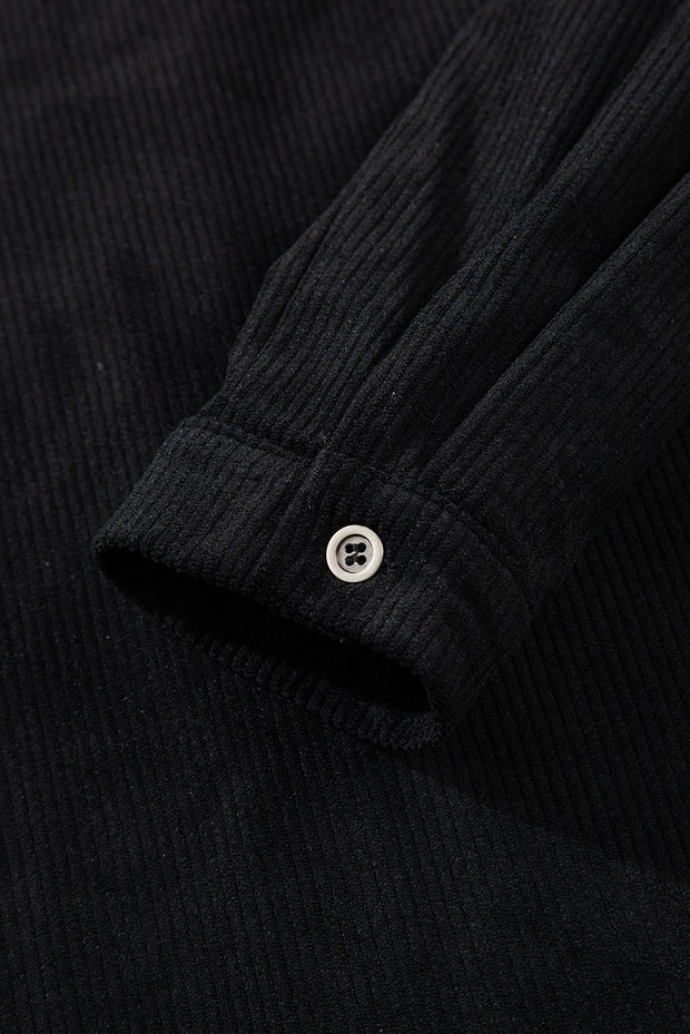 Black Corduroy Shift Mini Dress