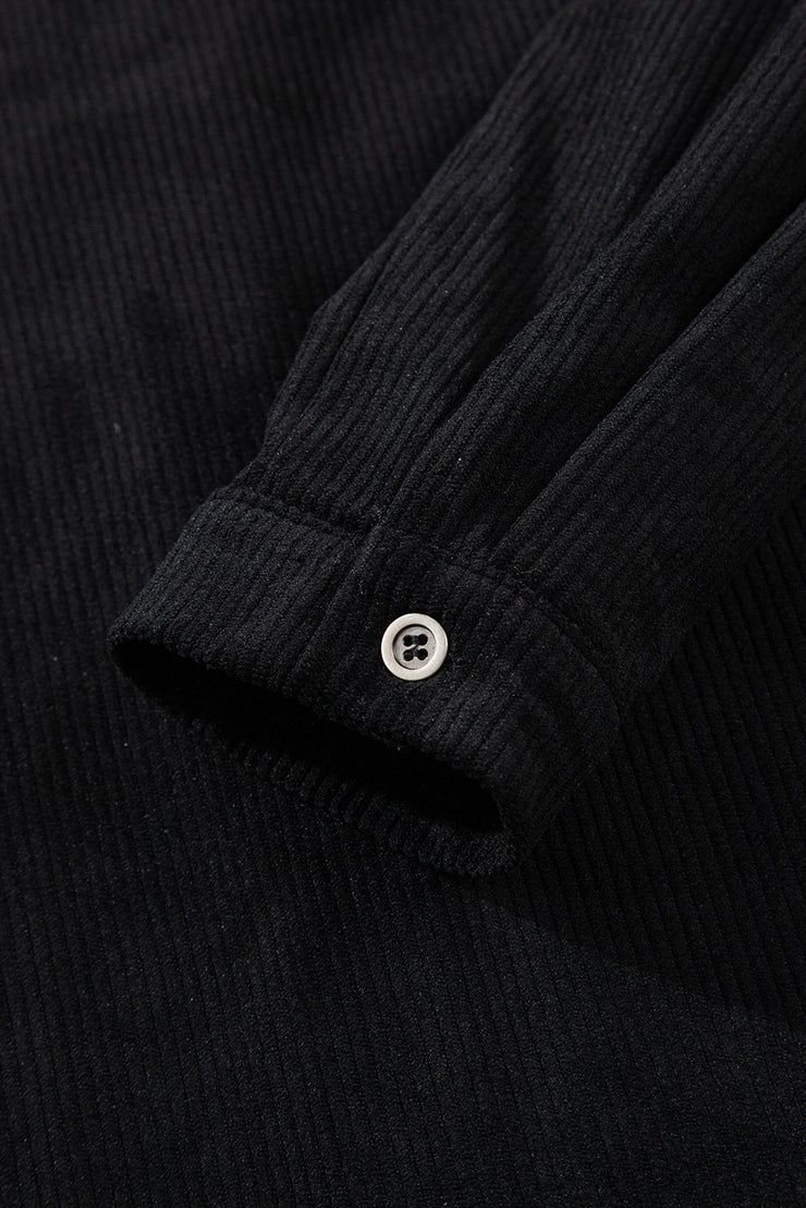 Black Corduroy Shift Mini Dress