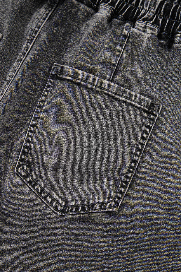 High-rise Drawstring Denim Shorts