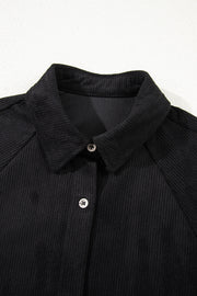 Black Corduroy Shift Mini Dress