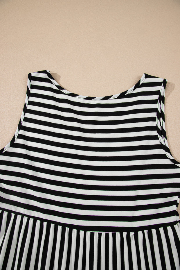 Black Stripe Sleeveless Dress