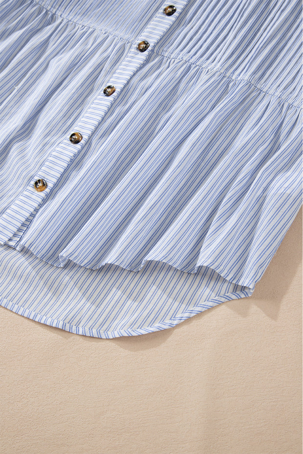 Striped Ruffled Button up