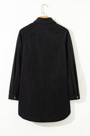 Black Corduroy Shift Mini Dress