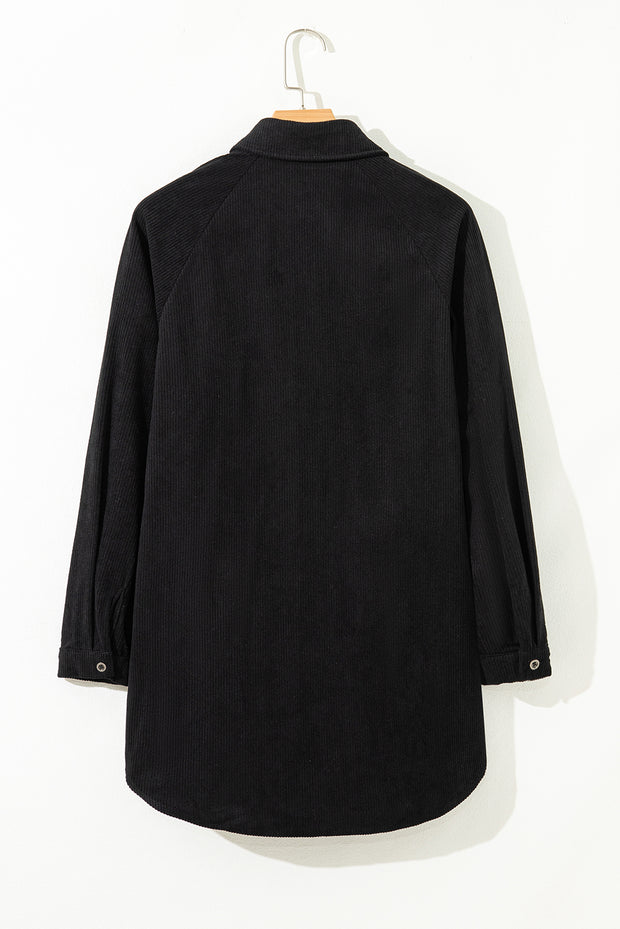 Black Corduroy Shift Mini Dress